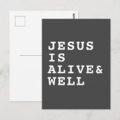 Jezus is levende en donkergrijze briefkaart (Voorkant / Achterkant)