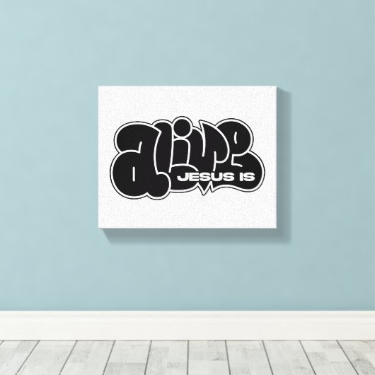 Jezus is levende graffiti canvas afdruk (Insitu (Houten vloer))
