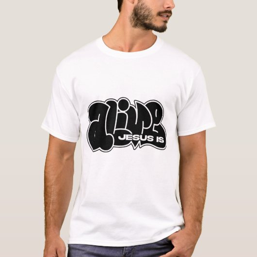 Jezus is levende graffiti t-shirt (Voorkant)