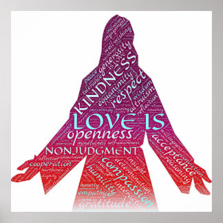 Jezus is liefde, compassie, niet-oordeelkundig Chr Poster