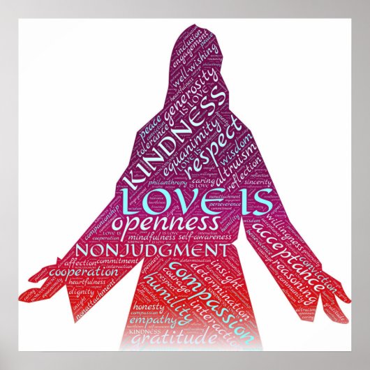 Jezus is liefde, compassie, niet-oordeelkundig Chr Poster (Voorkant)