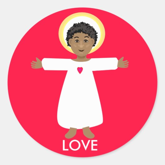 Jezus is liefde ronde sticker (Voorkant)