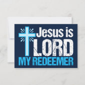 Jezus is Lord My Redeemer Christelijk Cross Blue Kaart (Voorkant)
