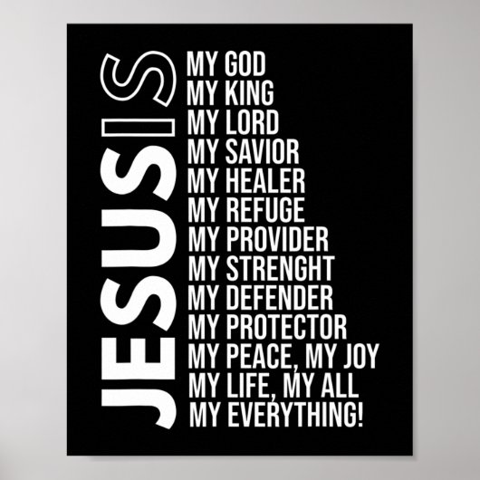 Jezus is mijn alles wat Jezus T-Shirt is. Poster (Voorkant)