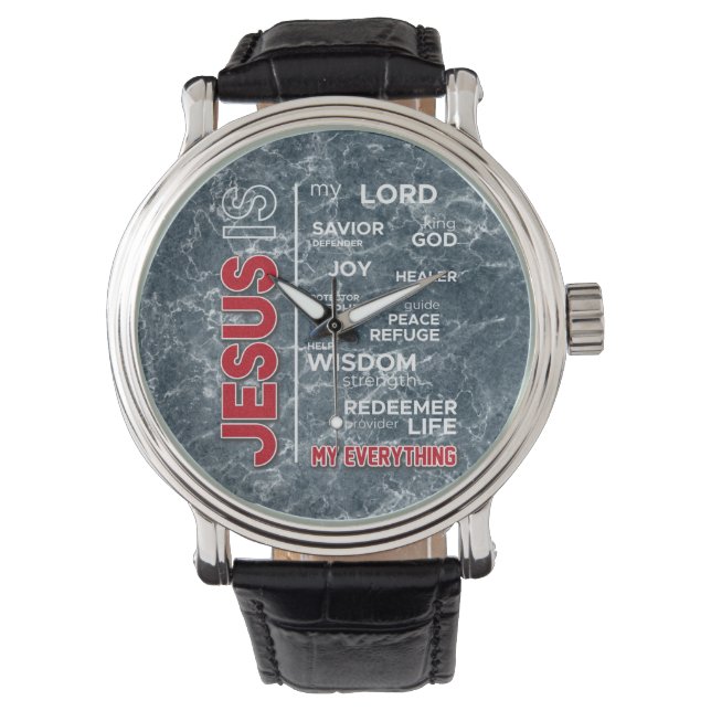 Jezus is mijn 'Alles Word Cloud' Horloge (Voorkant)