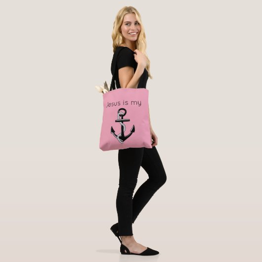 Jezus is mijn Anchor Tote Bag (Op model)