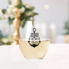 Jezus is mijn anker Christelijk geloof citaat Wijnglas Zonder Voet