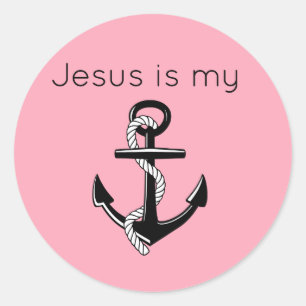 Jezus is mijn anker ronde sticker