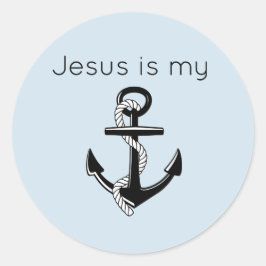 Jezus is mijn anker ronde sticker