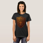 Jezus Is Mijn Baas Christelijk Schild Superheld _1 T-shirt (Voorkant volledig)