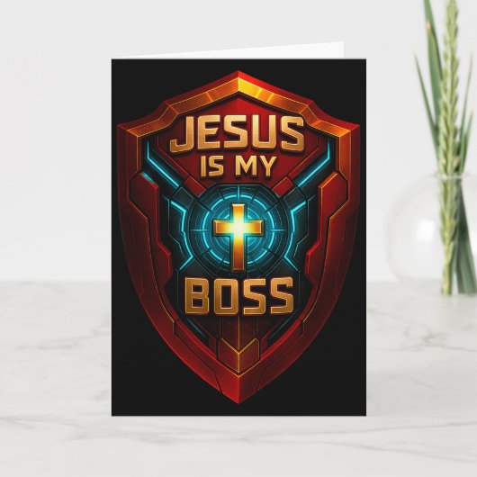 Jezus Is Mijn Baas Christelijk Schild Superheld _2 Kaart (Voorkant)