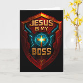 Jezus Is Mijn Baas Christelijk Schild Superheld _2 Kaart (Gele Bloem)