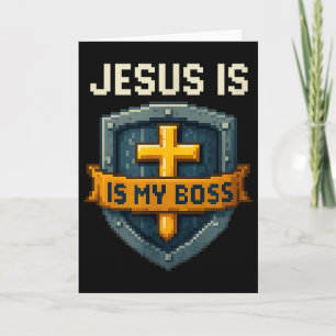 Jezus Is Mijn Baas Christelijk Schild Superheld _4 Kaart