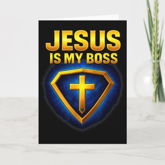 Jezus Is Mijn Baas Christelijk Schild Superheld _5 Kaart (Voorkant)