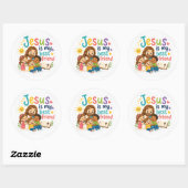 Jezus is mijn beste vriend ronde sticker (Vel)
