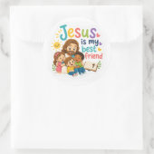Jezus is mijn beste vriend ronde sticker (Tas)