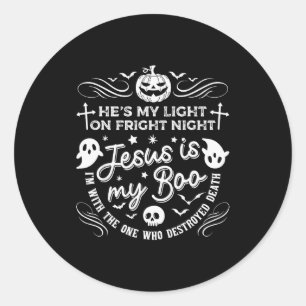 Jezus Is Mijn Boo Christelijk Halloween Geest Pomp Ronde Sticker