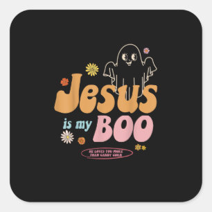 Jezus Is Mijn Boo Hij Houdt Meer Van Jou Speelse G Vierkante Sticker