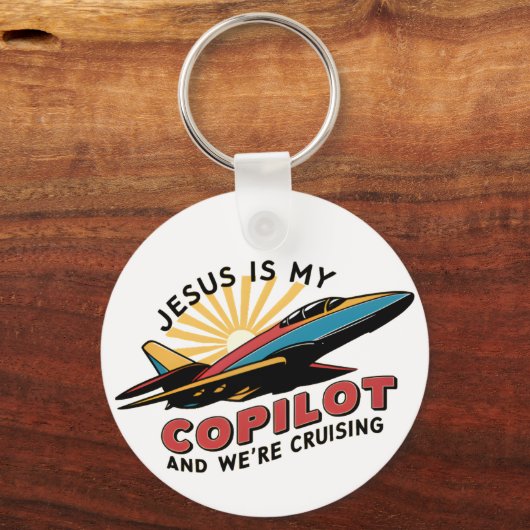 Jezus is mijn copiloot en we varen grappig sleutelhanger (Achterkant)