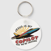 Jezus is mijn copiloot en we varen grappig sleutelhanger (Achterkant)