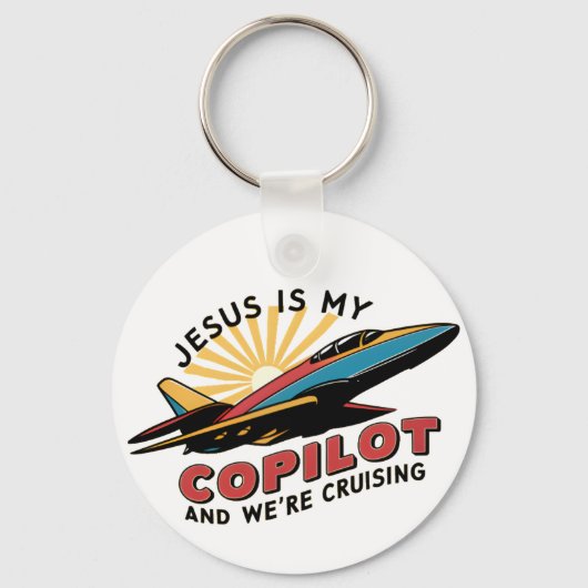 Jezus is mijn copiloot en we varen grappig sleutelhanger (Achterkant)