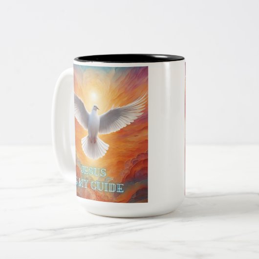 Jezus is mijn gids tweekleurige koffiemok (Voorkant links)