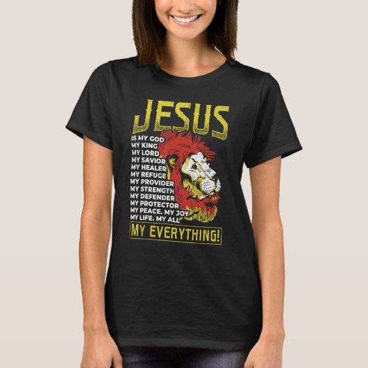 Jezus is mijn God koning Mijn Heer Mijn Savior Lio T-shirt (Voorkant)