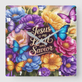 Jezus is mijn Heer en Redder Vierkante Klok (Voorkant)