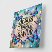 Jezus is mijn Heer en Verlosser Vlinder Vierkante Klok (Hoek)