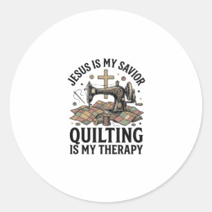 Jezus Is Mijn Heiland Quilten Is Mijn Therapie Ronde Sticker