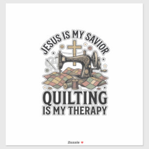 Jezus Is Mijn Heiland Quilten Is Mijn Therapie Sticker