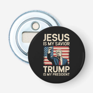 Jezus Is Mijn Heiland Trump Is Mijn President 47 V Button Flesopener