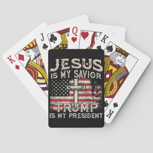 Jezus Is Mijn Heiland Trump Is Mijn President Amer Pokerkaarten (Achterkant)