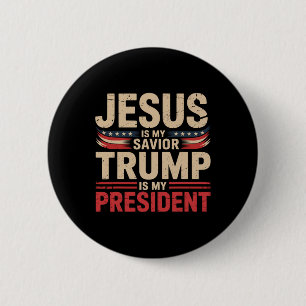 Jezus Is Mijn Heiland Trump Is Mijn President Pro- Ronde Button 5,7 Cm
