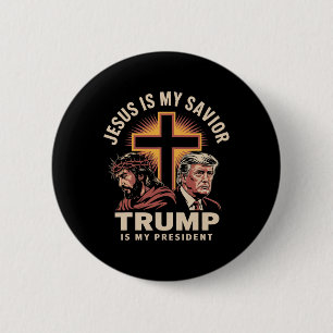 Jezus Is Mijn Heiland Trump Is Mijn President Reli Ronde Button 5,7 Cm