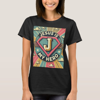 Jezus is mijn held vrouwen superheld comic design t-shirt