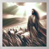 Jezus is mijn herder Christelijke Bijbelkunst Poster (Voorkant)