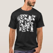 Jezus is mijn Hero zwarte T-shirt (Voorkant)