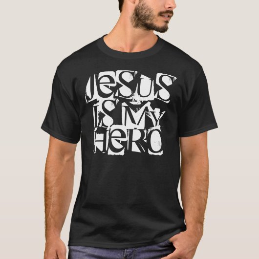 Jezus is mijn Hero zwarte T-shirt (Voorkant)