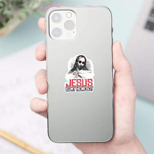 Jezus is mijn homeboy T-shirt Sticker (Telefoon)