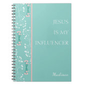 Jezus is mijn Influencer | Blauwe lente bloemen Notitieboek (Voorkant)
