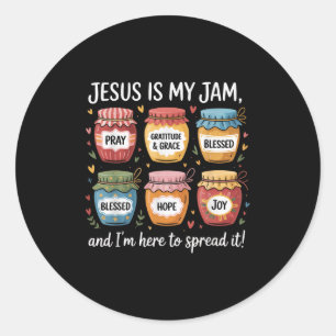 Jezus is mijn jam en ik ben hier om Christelijke b Ronde Sticker