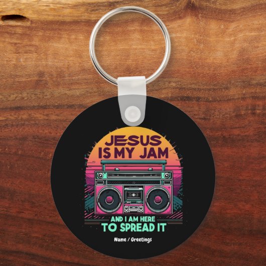 Jezus is mijn jam en ik ben hier om het geloof te  sleutelhanger (Voorkant)