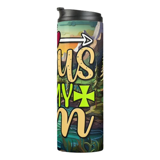 Jezus is mijn jam thermosbeker (Geroteerd rechts)