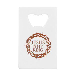 Jezus is mijn koning creditkaart flessenopener