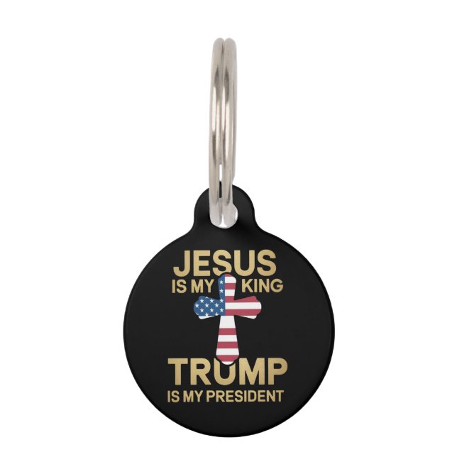 Jezus is mijn Koning, Trump is mijn President Huisdierpenning (Voorkant)