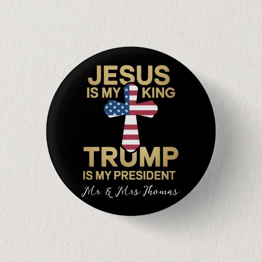 Jezus is mijn Koning, Trump is mijn President Ronde Button 3,2 Cm (Voorkant)
