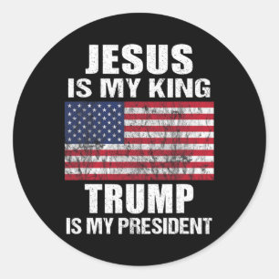 Jezus is mijn Koning, Trump is mijn President Ronde Sticker