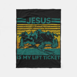 Jezus Is Mijn Lift Ticket Grappig Skien Christen Fleece Deken