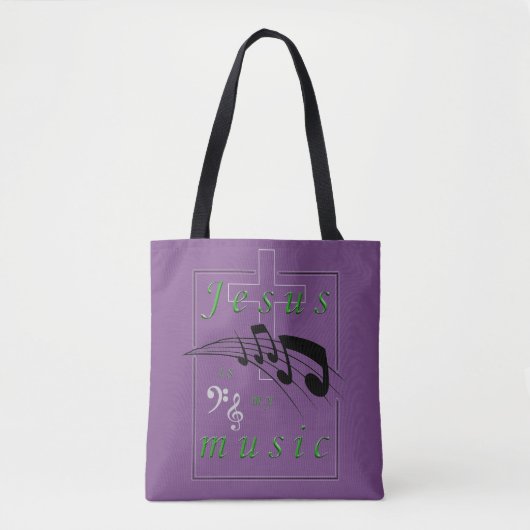 Jezus is mijn muziek tote bag (Voorkant)
